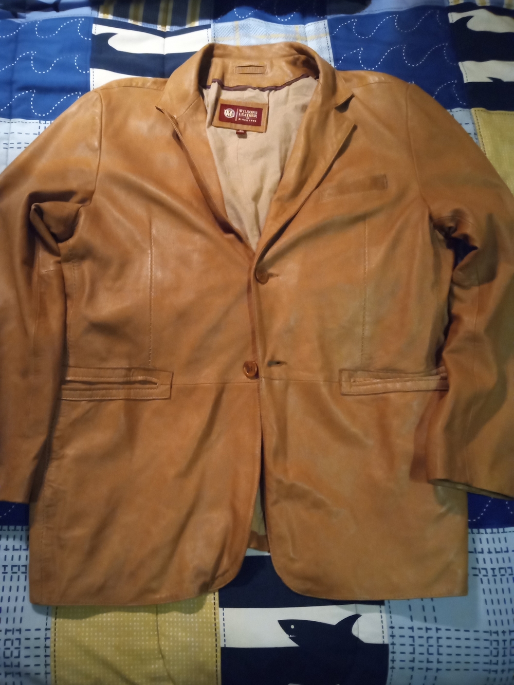 Wilsons Leather Caramel Brown Leather Blazer Jacket